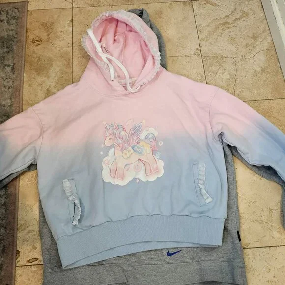 Catwish Pastel Unicorn Hoodie Pink Blue Ombre Kawaii Fairycore Sweatshirt - Picture 9 of 11